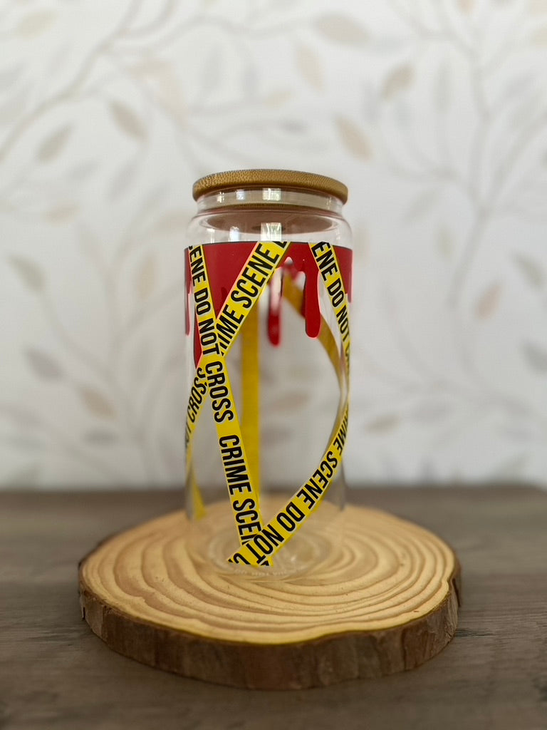 Crime Junkie | UVDTF | 20 oz Libbey Can Glass with Bamboo Lid & Straw