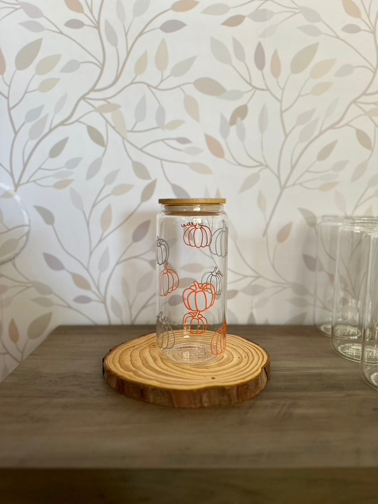 Hello Pumpkin | UVDTF | 20 oz Libbey Can Glass with Bamboo Lid & Straw