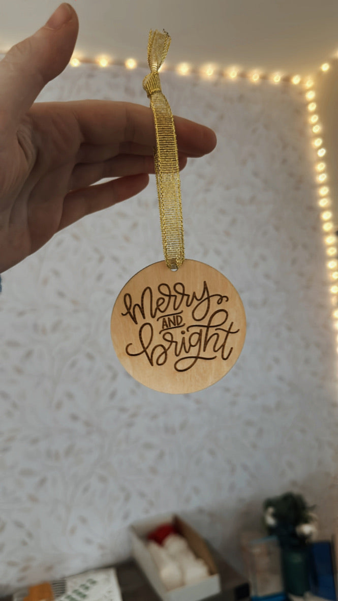 Merry & Bright | ENGRAVED | Christmas Ornament