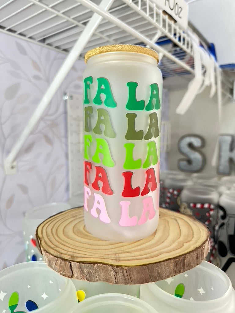 Fa La La | VINYL | 20 oz Libbey Can Glass with Bamboo Lid & Straw