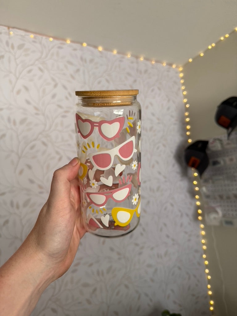 Summer Sunnies | UVDTF | 20 oz Libbey Can Glass with Bamboo Lid & Straw