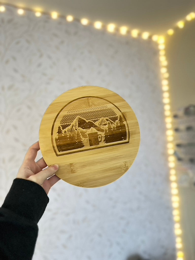 CUSTOM Logo | ENGRAVED | 9" Round Cutting Board