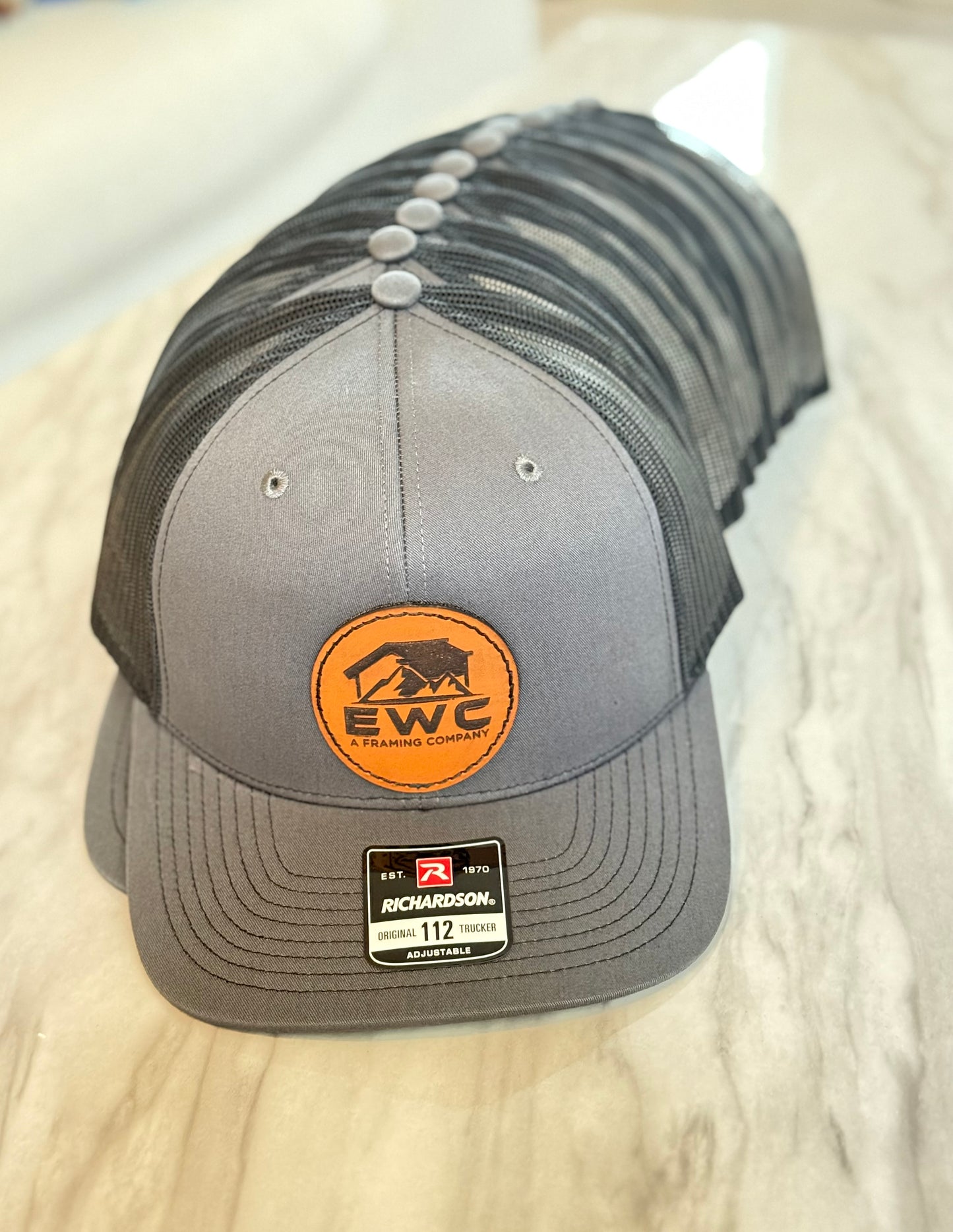 CUSTOM LOGO | Richardson 112 Hat with Laser Engraved Leather Patch
