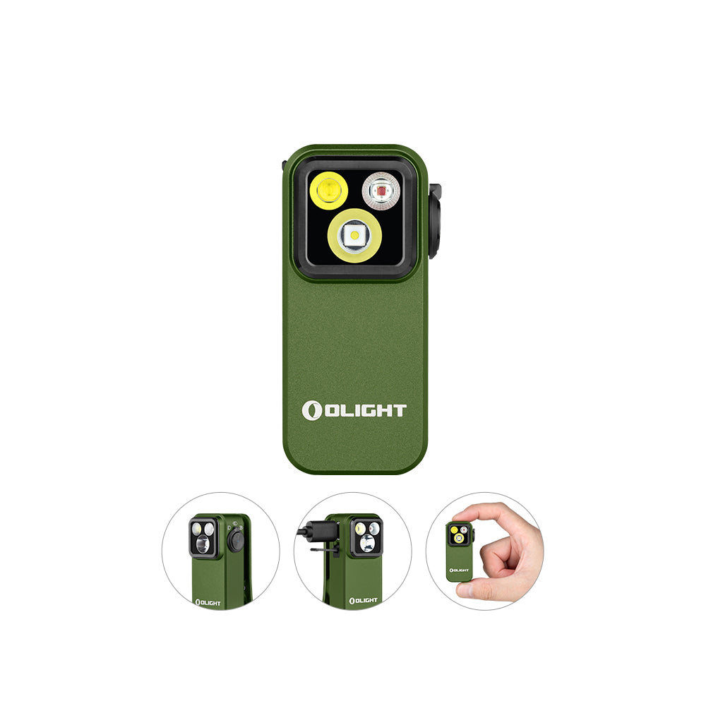 Olight Oclip Pro Clip on Flashlight with Floodlight Spotlight and Red Light