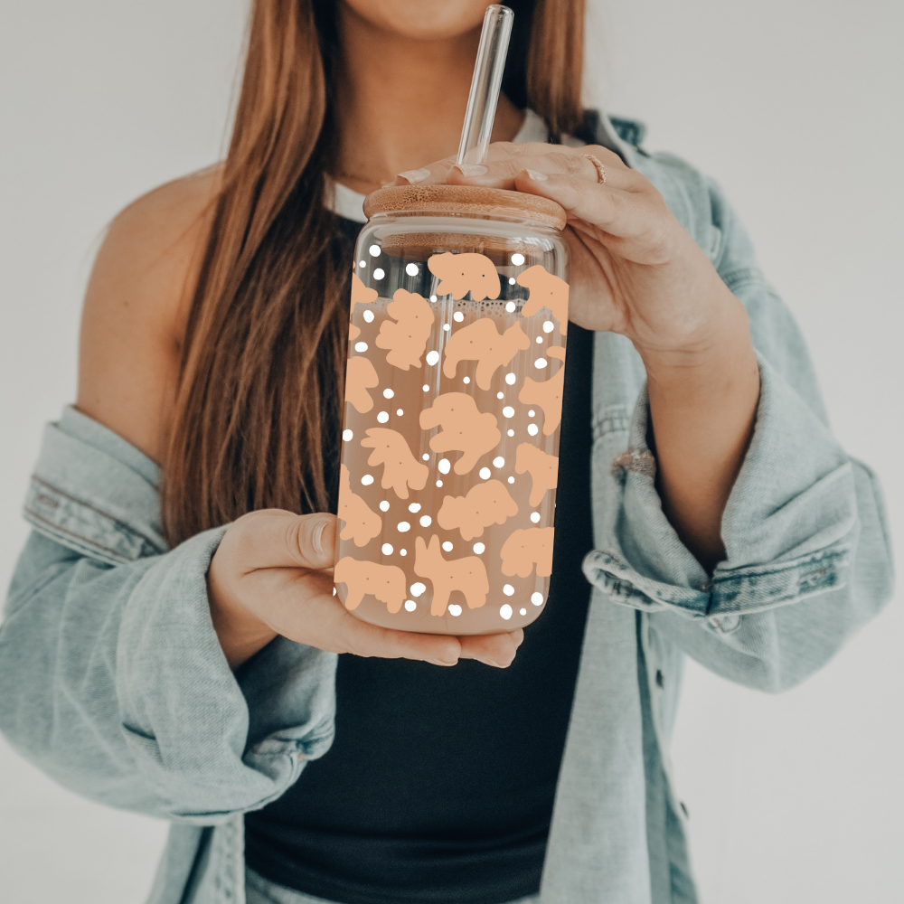 Animal Crackers | UVDTF | 20 oz Libbey Can Glass with Bamboo Lid & Straw