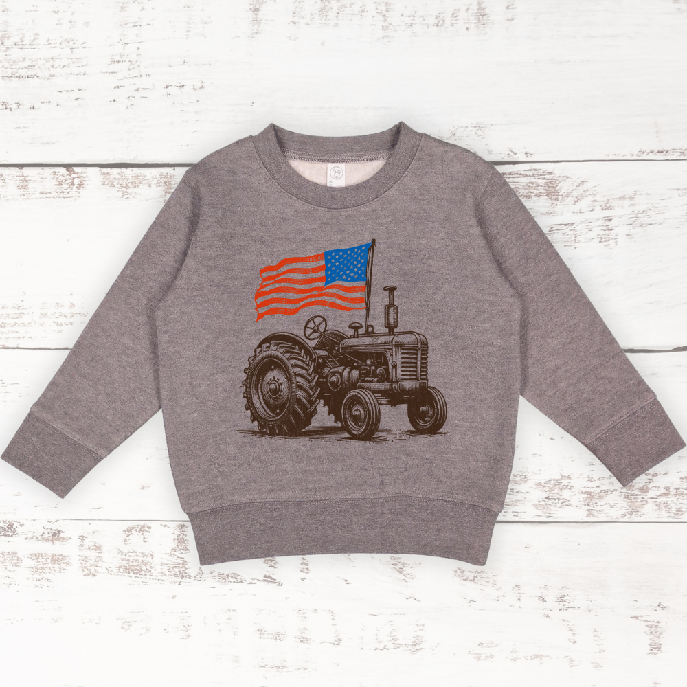 American Flag Tractor | Toddler Crewneck Sweatshirt