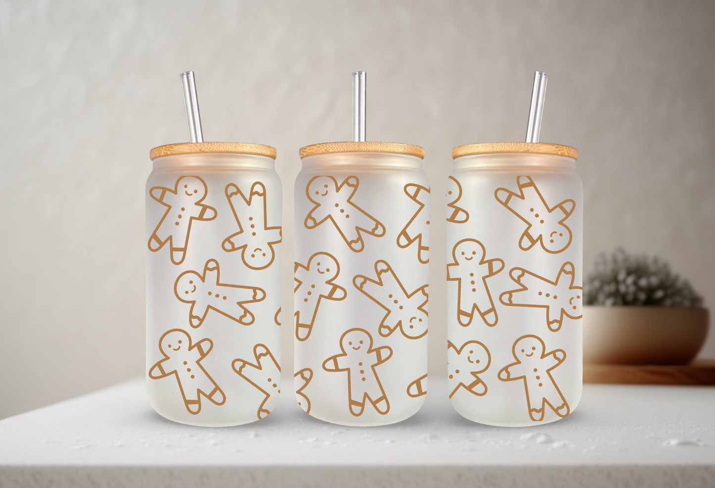 Gingerbread Cookies | UVDTF | 20 oz Libbey Can Glass with Bamboo Lid & Straw