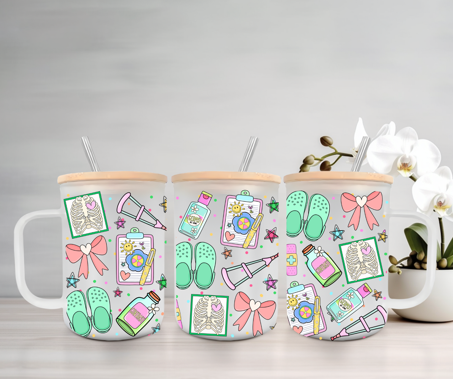 X-Ray Tech | UVDTF | 15oz Mug with Handle, Bamboo Lid & Straw