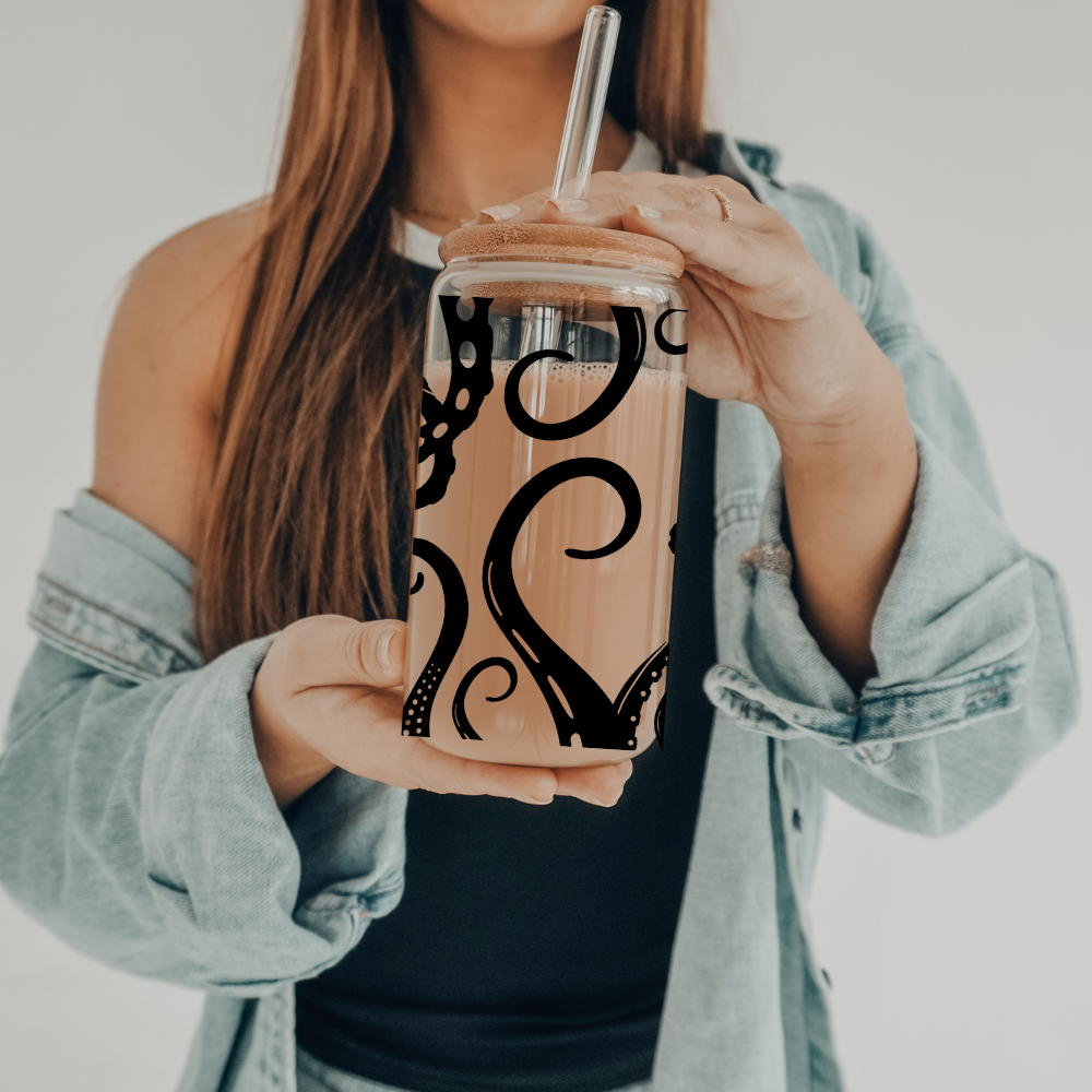 Kraken | VINYL | 20 oz Libbey Can Glass with Bamboo Lid & Straw