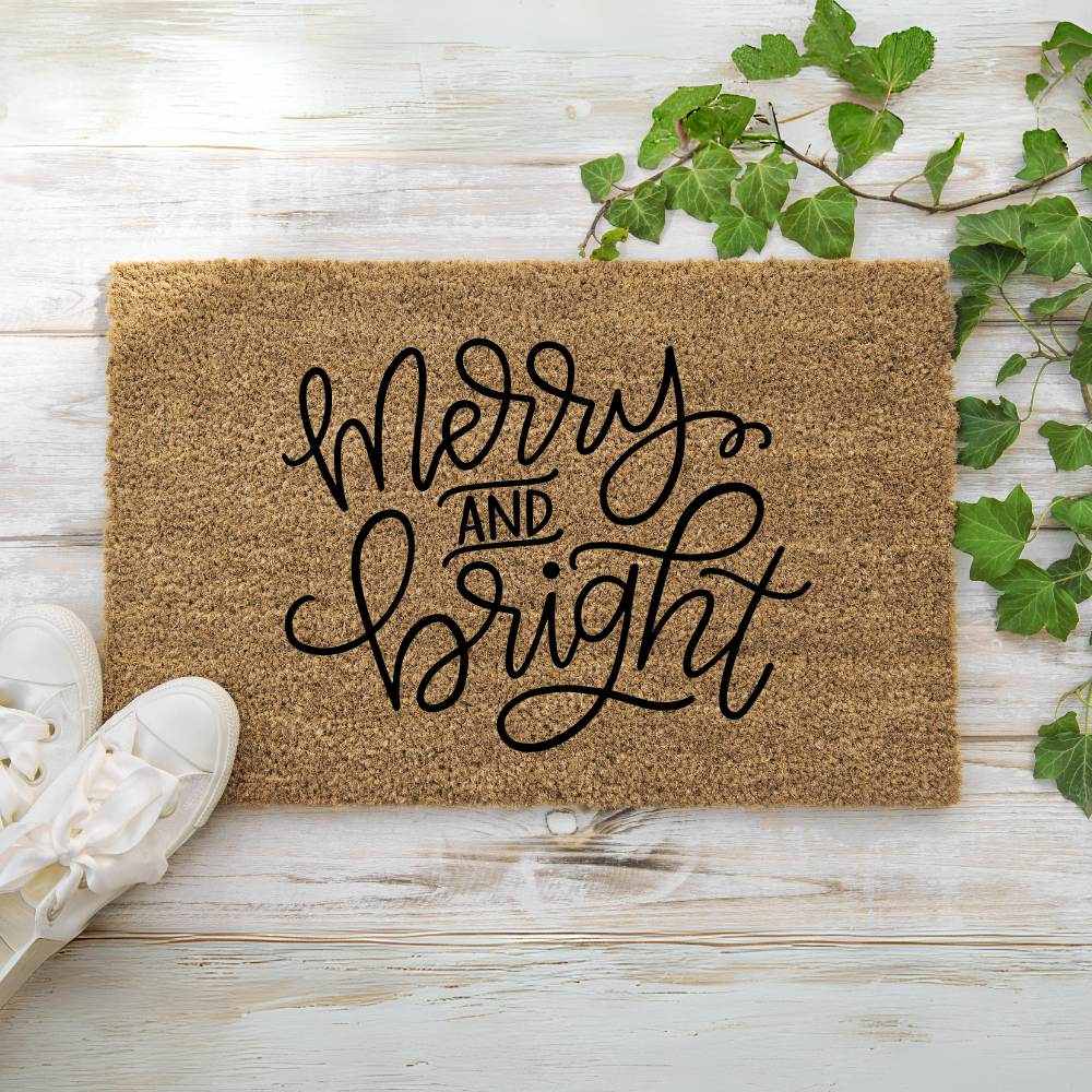 Merry & Bright | ENGRAVED | Door Mat