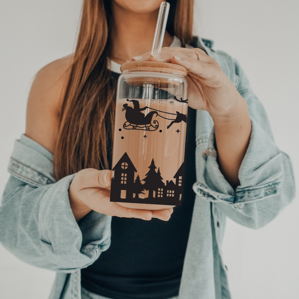 Twas The Night Before Christmas | VINYL | 20 oz Libbey Can Glass with Bamboo Lid & Straw