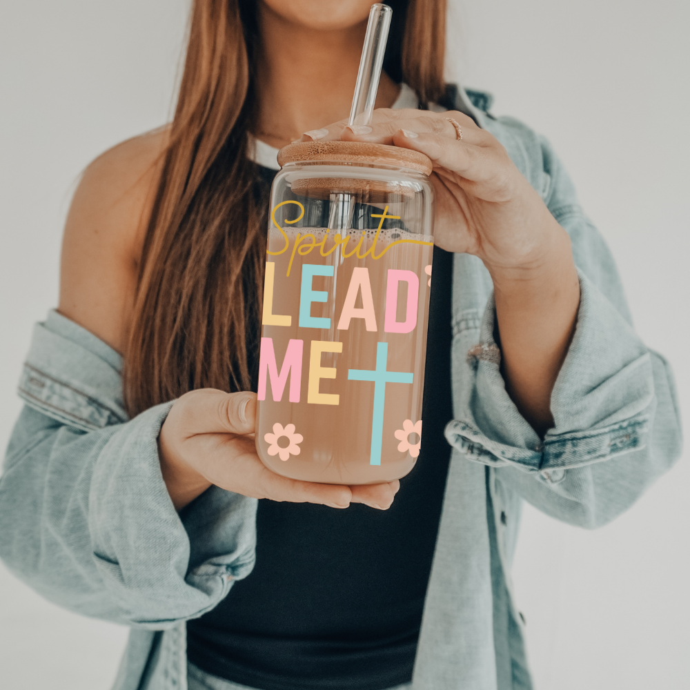 Spirit Lead Me | VINYL | 20 oz Libbey Can Glass with Bamboo Lid & Straw