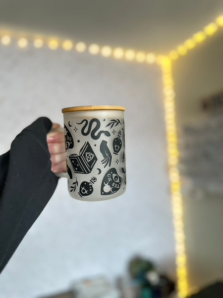 Spellcraft | UVDTF | 15oz Mug with Handle, Bamboo Lid & Straw