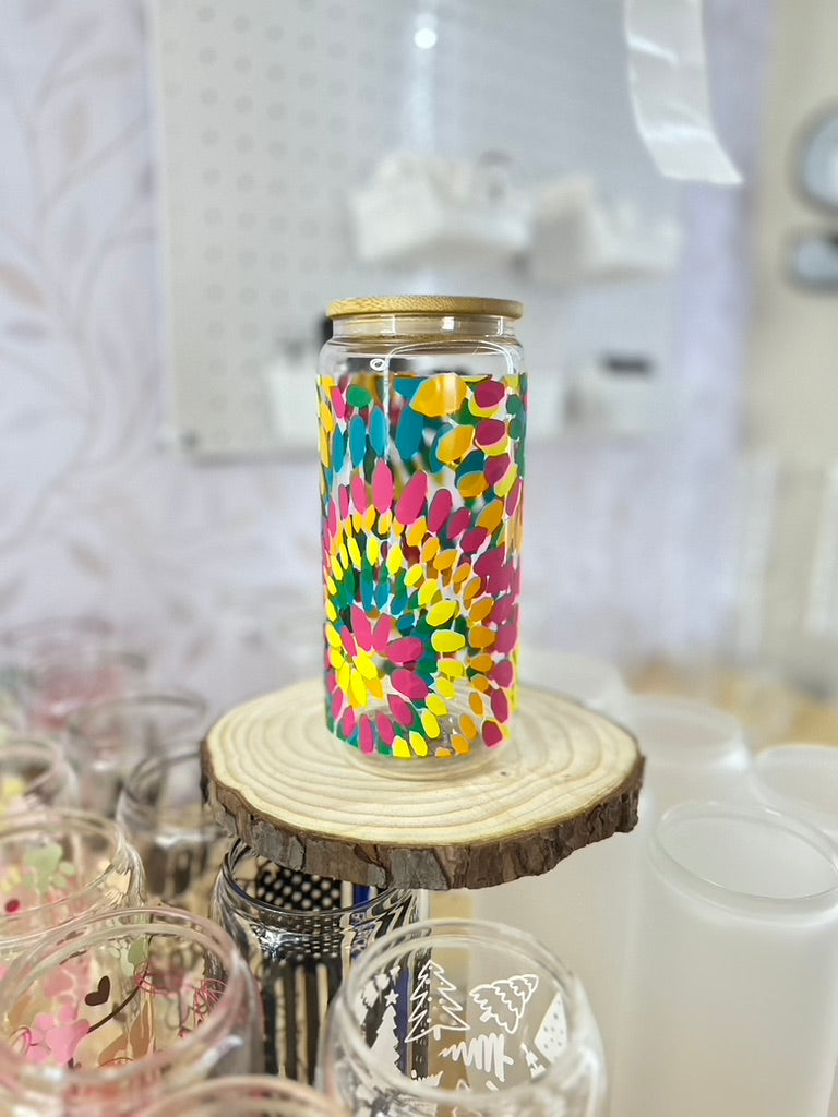 Tie Dye | UVDTF | 20 oz Libbey Can Glass with Bamboo Lid & Straw