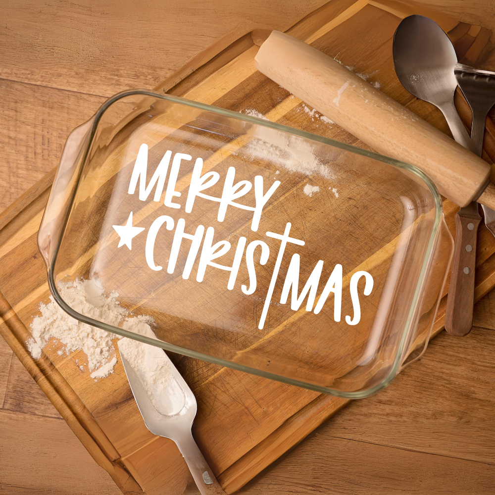 Merry Christmas | ENGRAVED | Glass Baking Dish