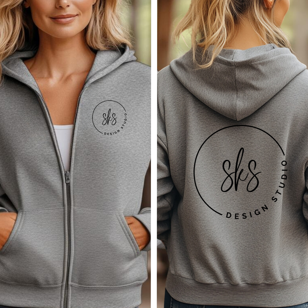 CUSTOM LOGO | Unisex Zip Up Hoodie