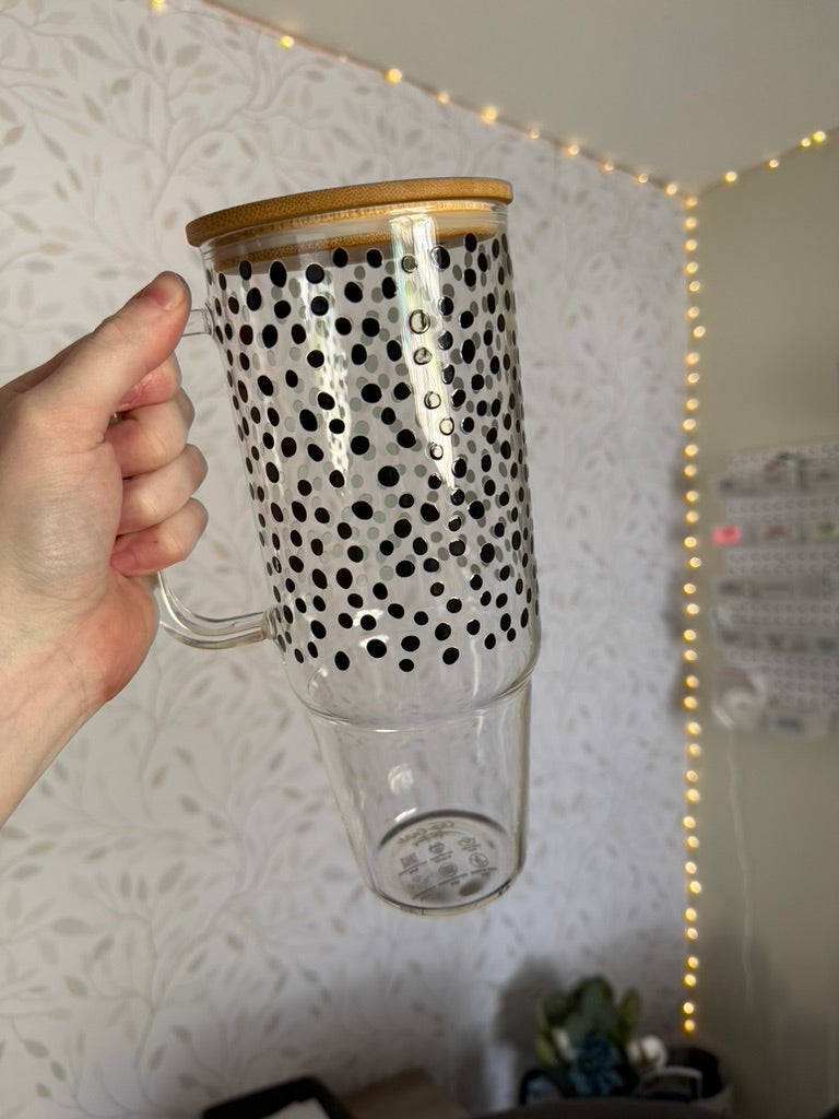 Dots | UVDTF | 40 oz Glass Tumbler with Bamboo Lid & Straw
