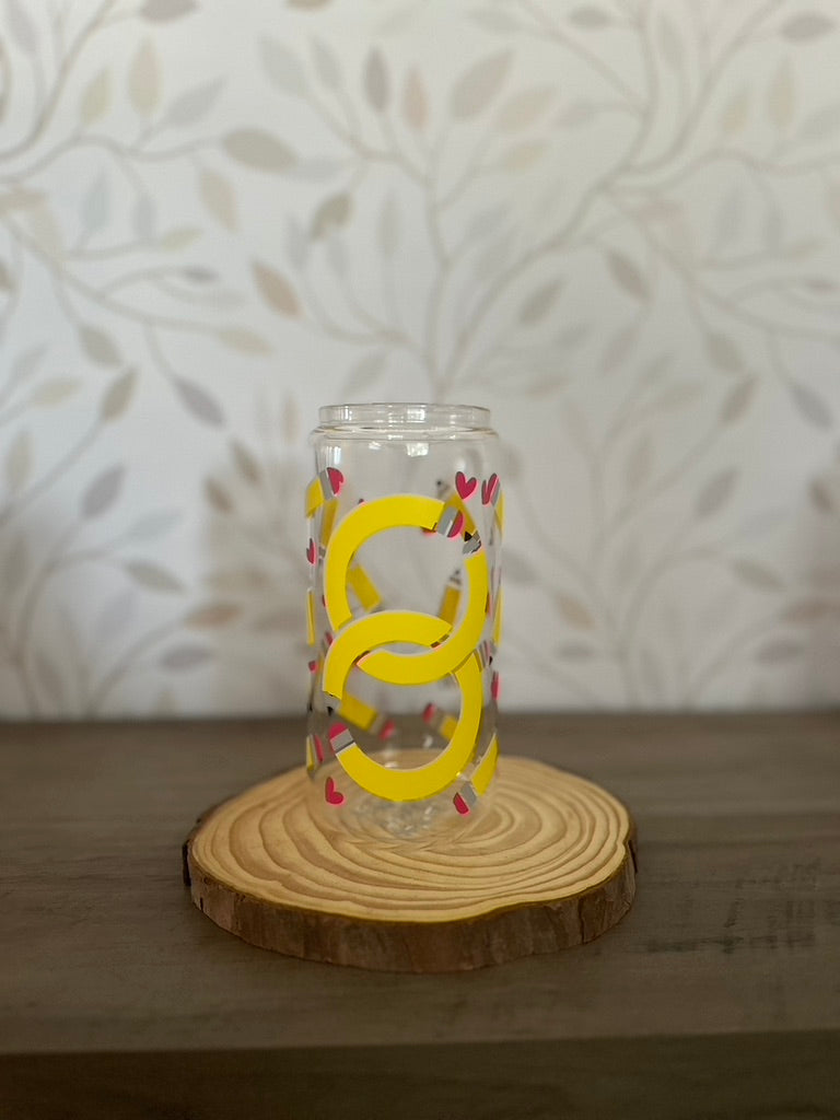 Teacher Pencil | UVDTF | 20 oz Libbey Can Glass with Bamboo Lid & Straw