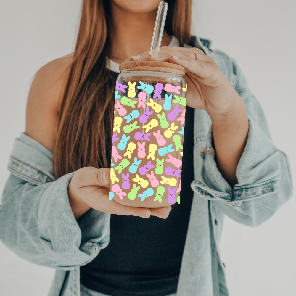 Easter Peeps | VINYL | 20 oz Libbey Can Glass with Bamboo Lid & Straw