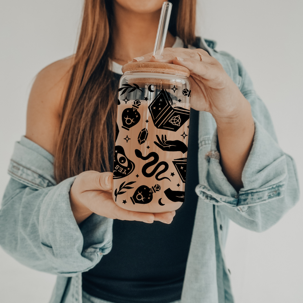 Spellcraft | UVDTF | 20 oz Libbey Can Glass with Bamboo Lid & Straw