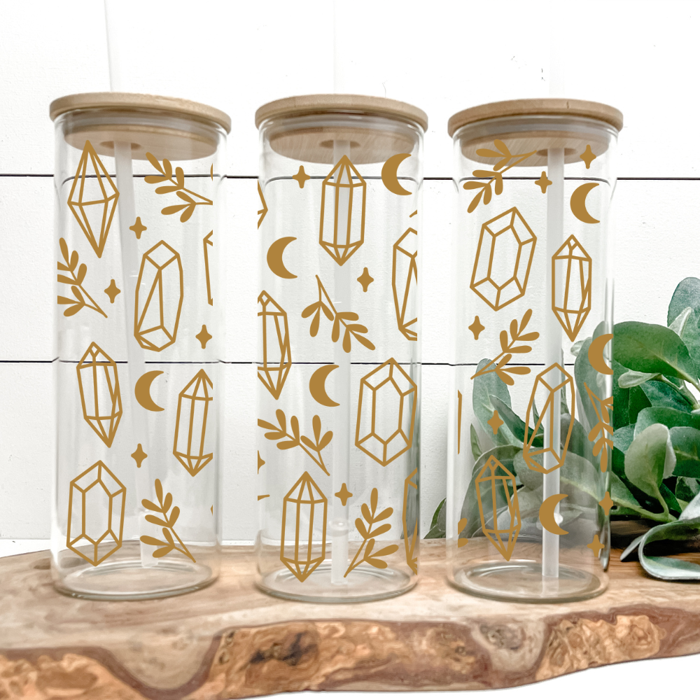 Crystals | VINYL | 25oz Skinny Glass Tumbler