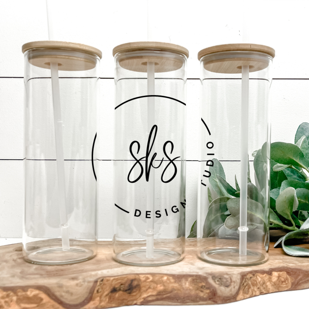 CUSTOM LOGO | UVDTF | 25oz Skinny Glass Tumbler