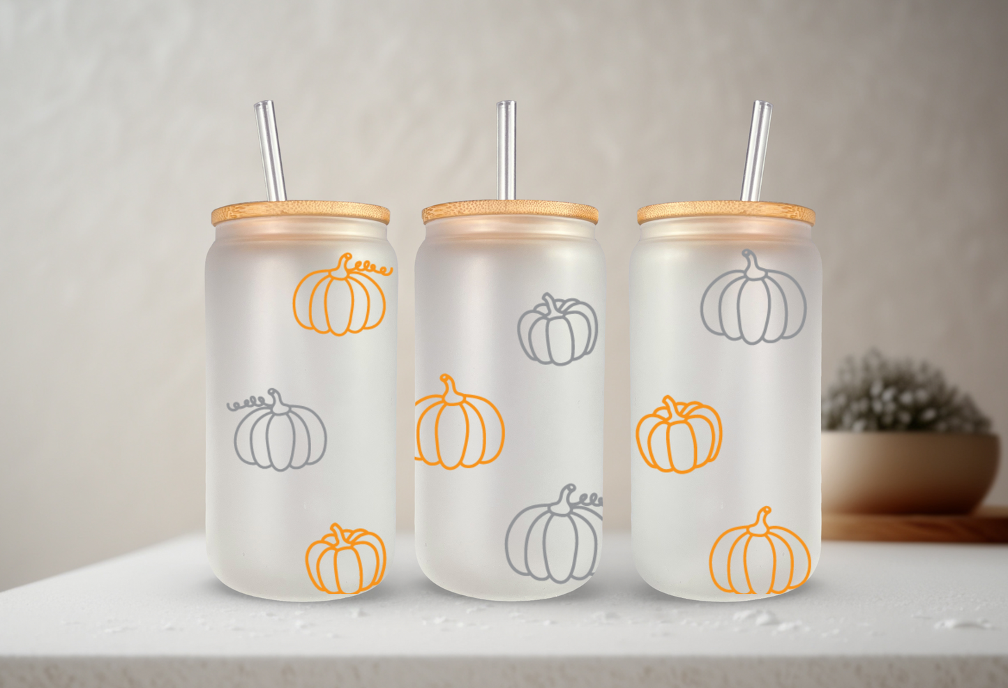 Hello Pumpkin | UVDTF | 20 oz Libbey Can Glass with Bamboo Lid & Straw