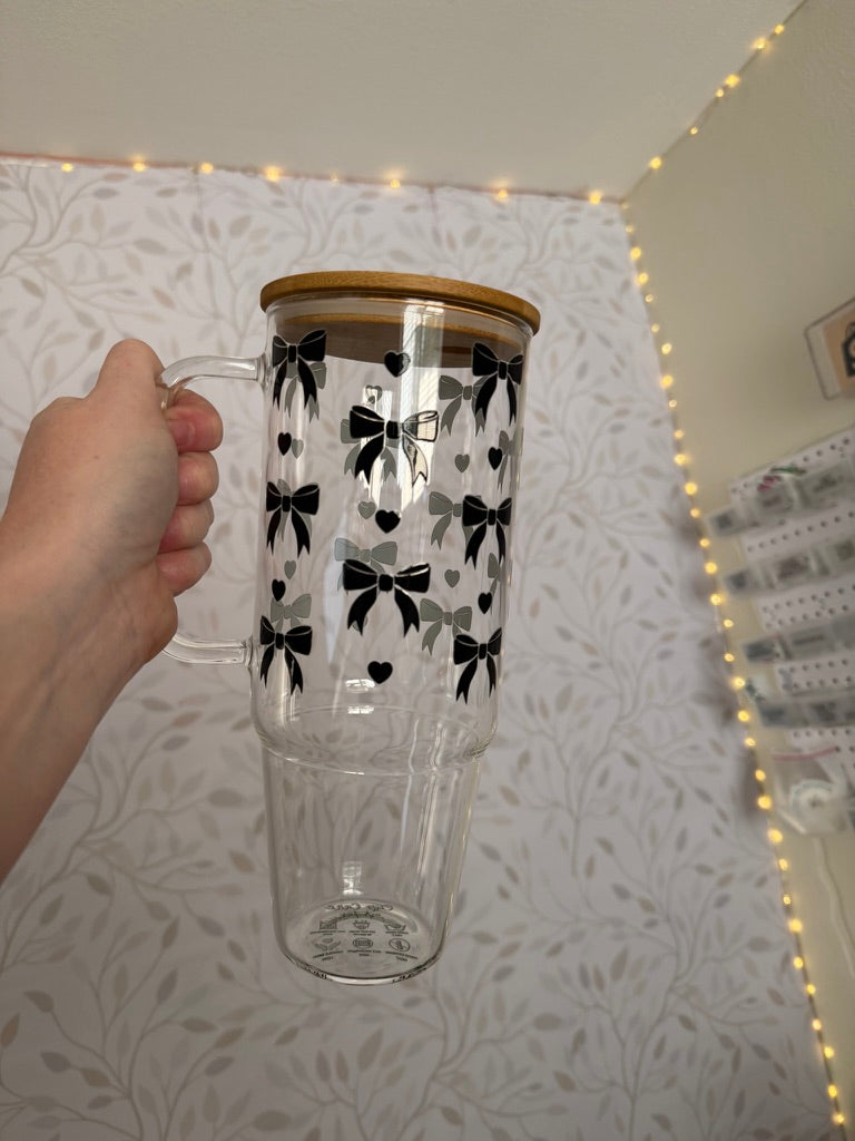 Ribbons | UVDTF | 40 oz Glass Tumbler with Bamboo Lid & Straw