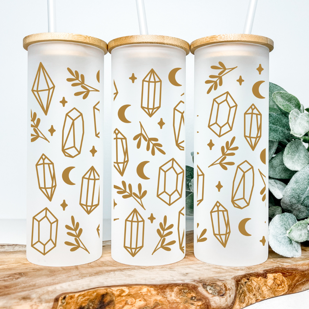 Crystals | VINYL | 25oz Skinny Glass Tumbler
