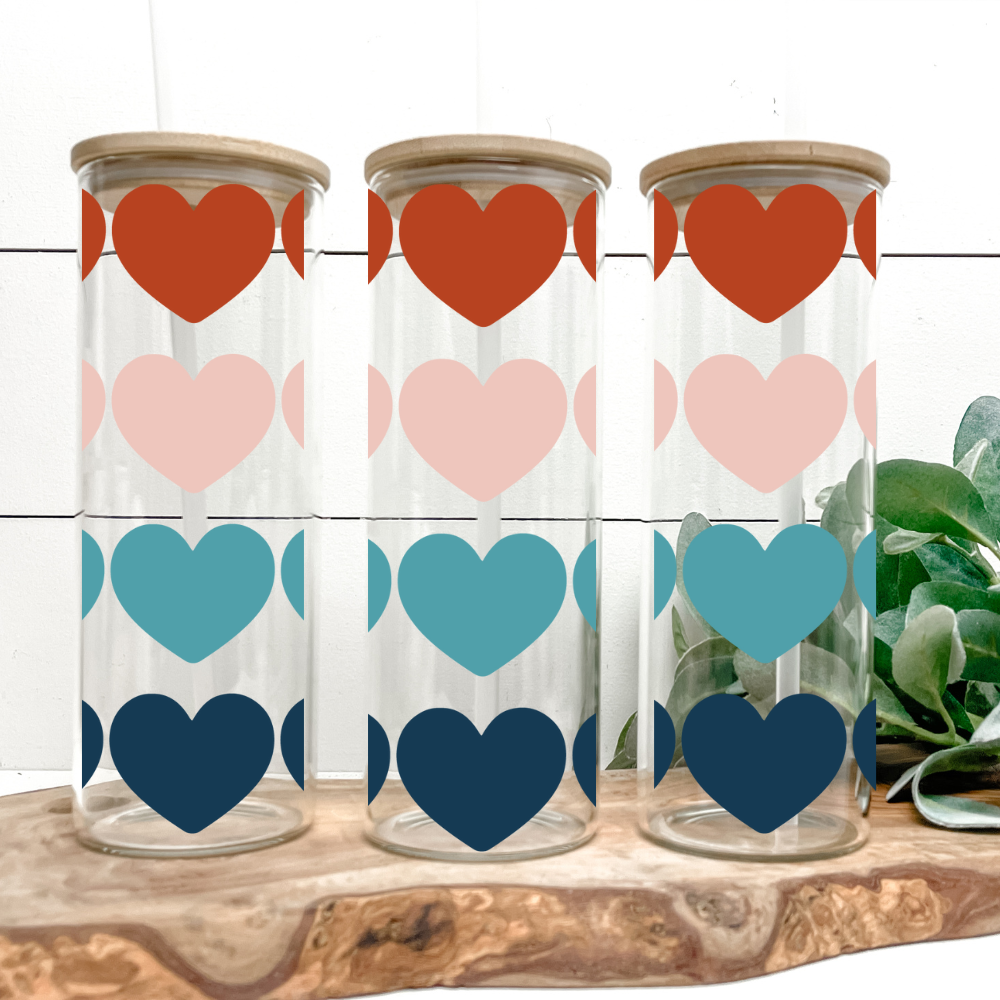 Boho Hearts | VINYL | 25oz Skinny Glass Tumbler