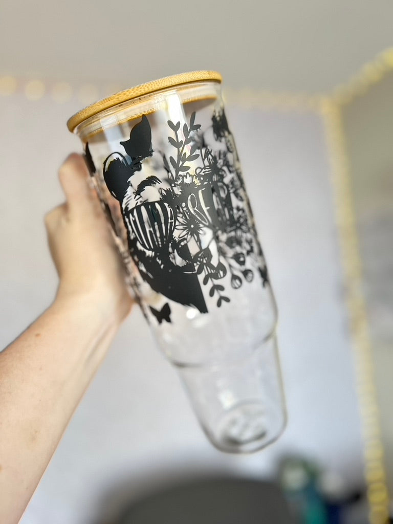Mama Bear Sunglasses | UVDTF | 40 oz Glass Tumbler with Bamboo Lid & Straw