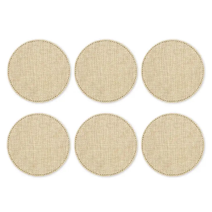 Burlap Drink Coasters with Holder - Blank