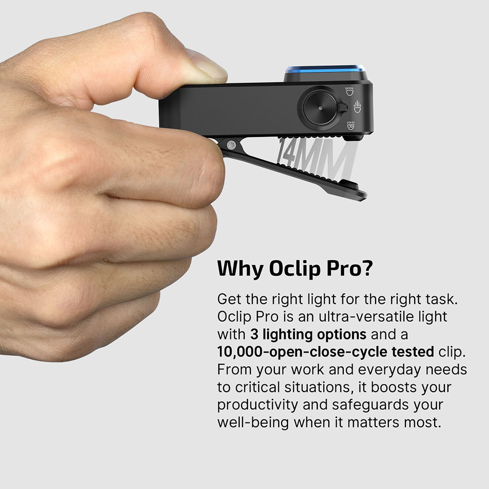 Olight Oclip Pro Clip on Flashlight with Floodlight Spotlight and Red Light