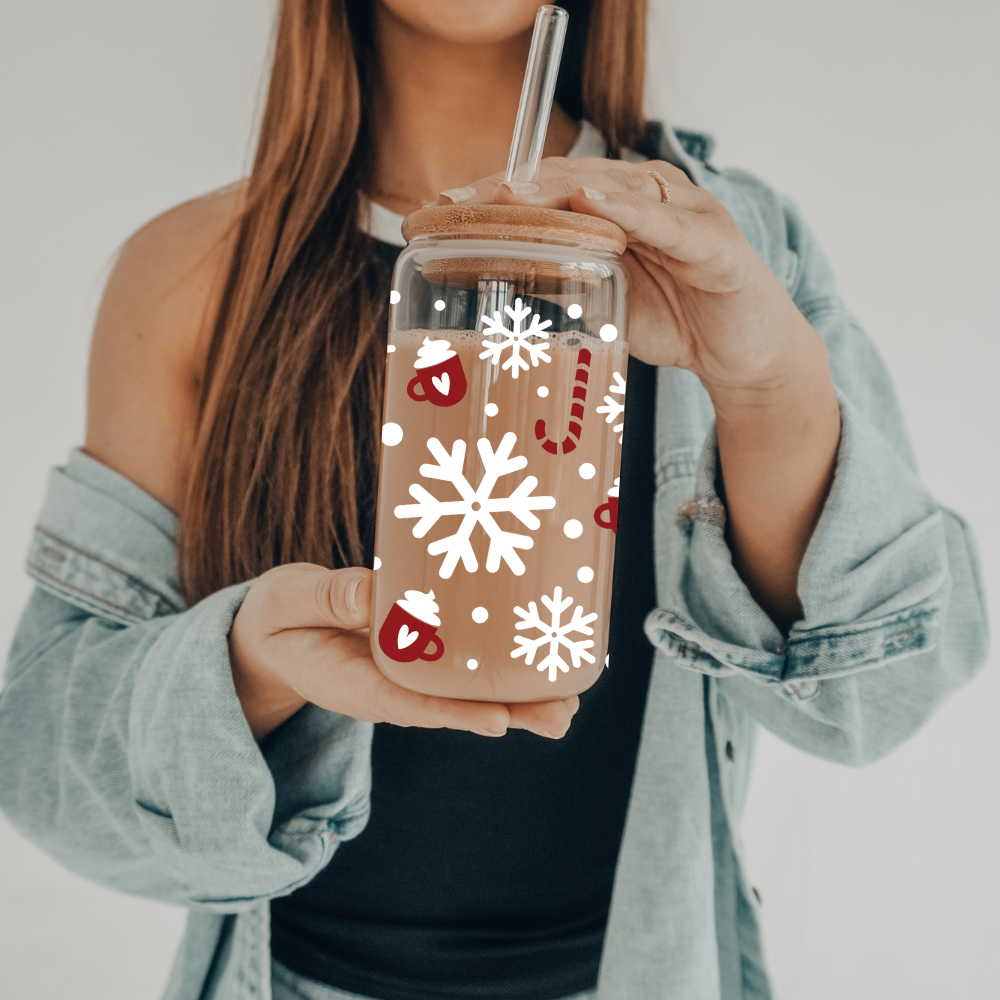 Candy Snow | UVDTF | 20 oz Libbey Can Glass with Bamboo Lid & Straw