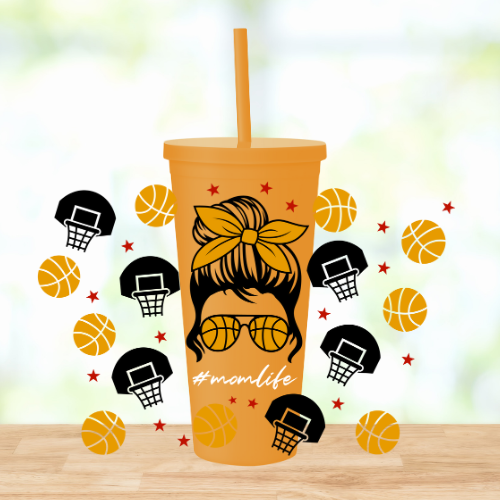 Basketball Mom | UVDTF | 22oz Matte Acrylic Tumbler