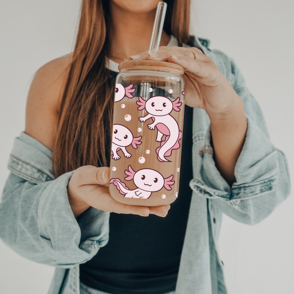 Axolotl | VINYL | 20 oz Libbey Can Glass with Bamboo Lid & Straw