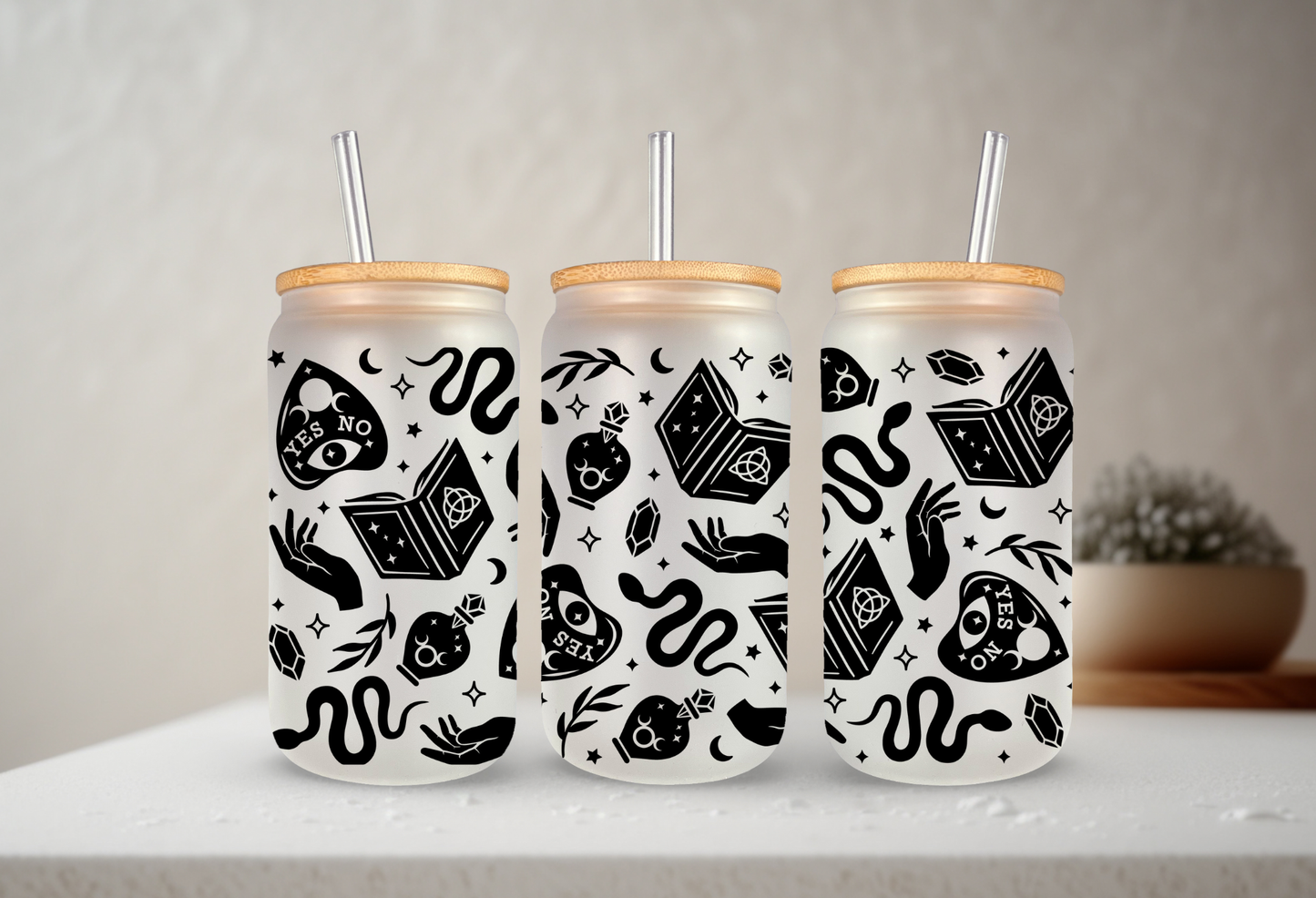Spellcraft | UVDTF | 20 oz Libbey Can Glass with Bamboo Lid & Straw