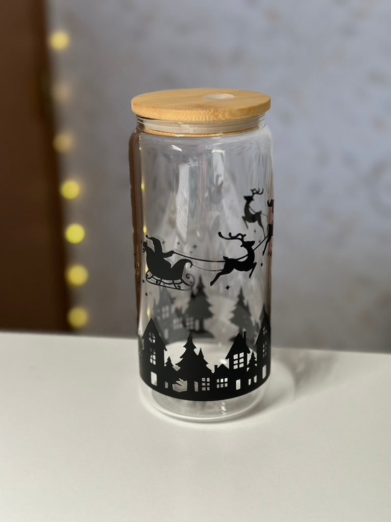 Twas The Night Before Christmas | VINYL | 20 oz Libbey Can Glass with Bamboo Lid & Straw
