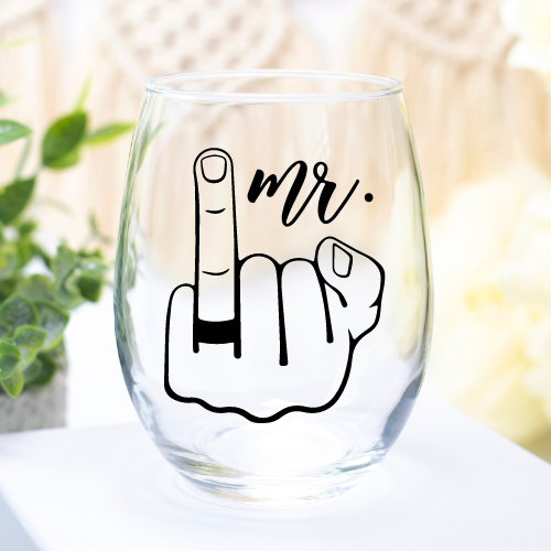 Mr. & Mrs. | VINYL | 12oz Stemless Wine Glass