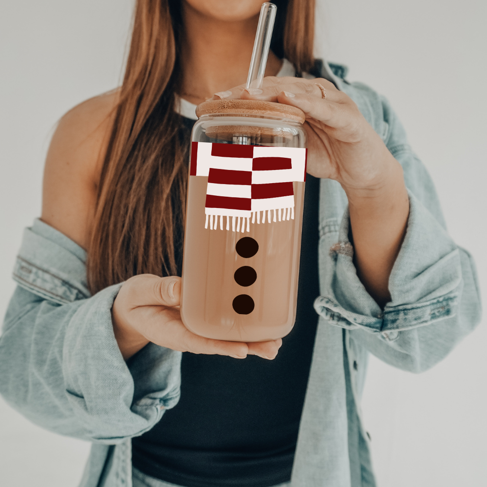 Snowman | VINYL | 20 oz Libbey Can Glass with Bamboo Lid & Straw
