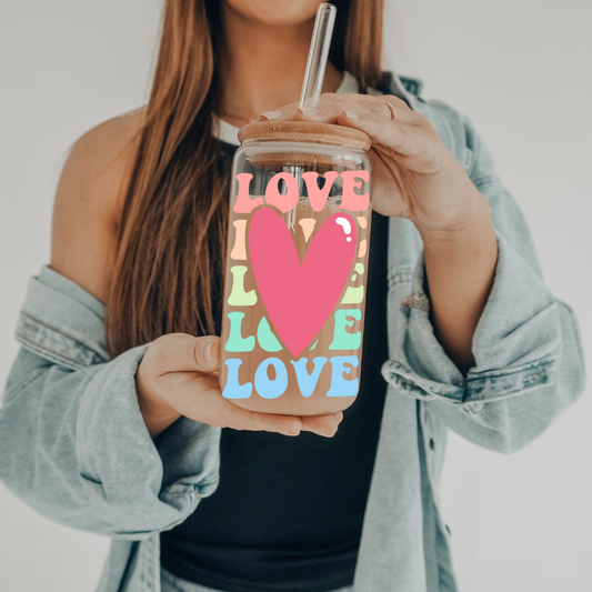 Self Love Club | UVDTF | 20 oz Libbey Can Glass with Bamboo Lid & Straw