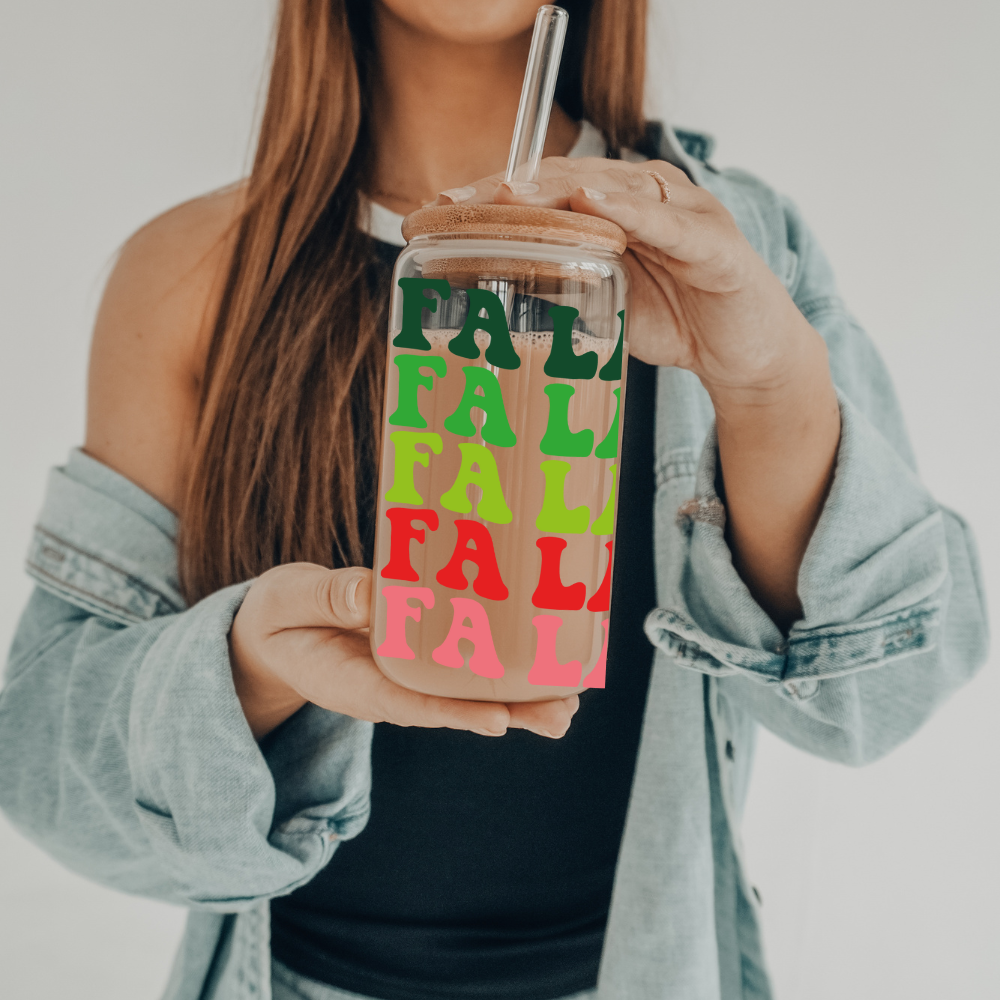 Fa La La | VINYL | 20 oz Libbey Can Glass with Bamboo Lid & Straw