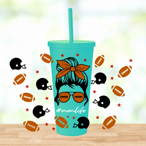 Football Mom | UVDTF | 22oz Matte Acrylic Tumbler
