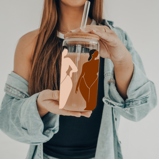 Empowered Women | UVDTF | 20 oz Libbey Can Glass with Bamboo Lid & Straw