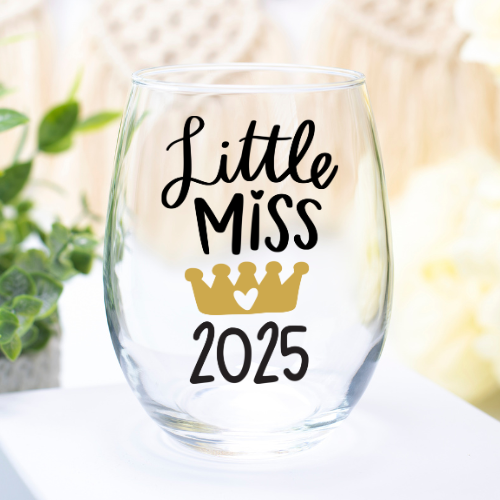 Little Miss 2025 | UVDTF | 12oz Stemless Wine Glass