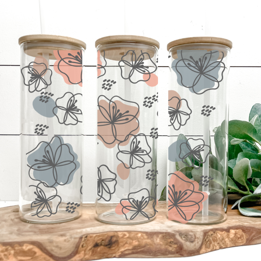 Boho Floral | UVDTF | 25oz Skinny Glass Tumbler