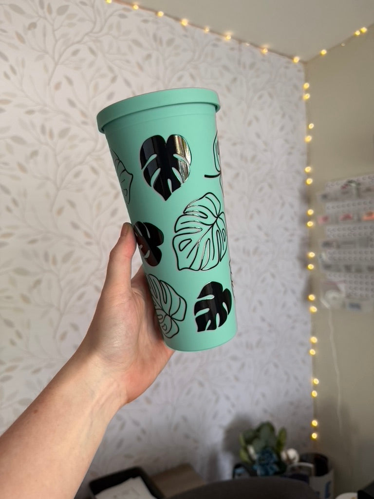 Monstera | UVDTF | 22oz Matte Acrylic Tumbler