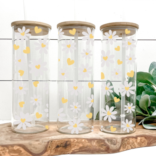 Daisy | UVDTF | 25oz Skinny Glass Tumbler