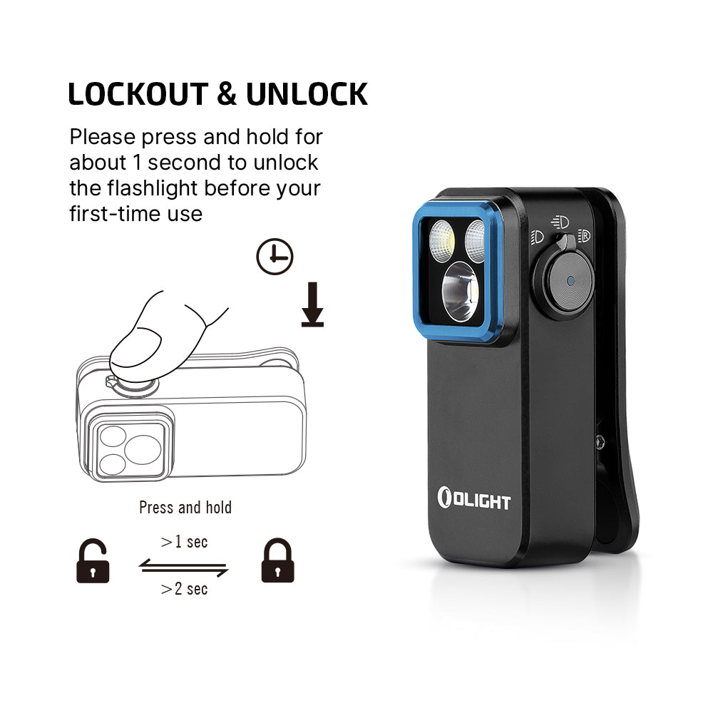 Olight Oclip Pro Clip on Flashlight with Floodlight Spotlight and Red Light