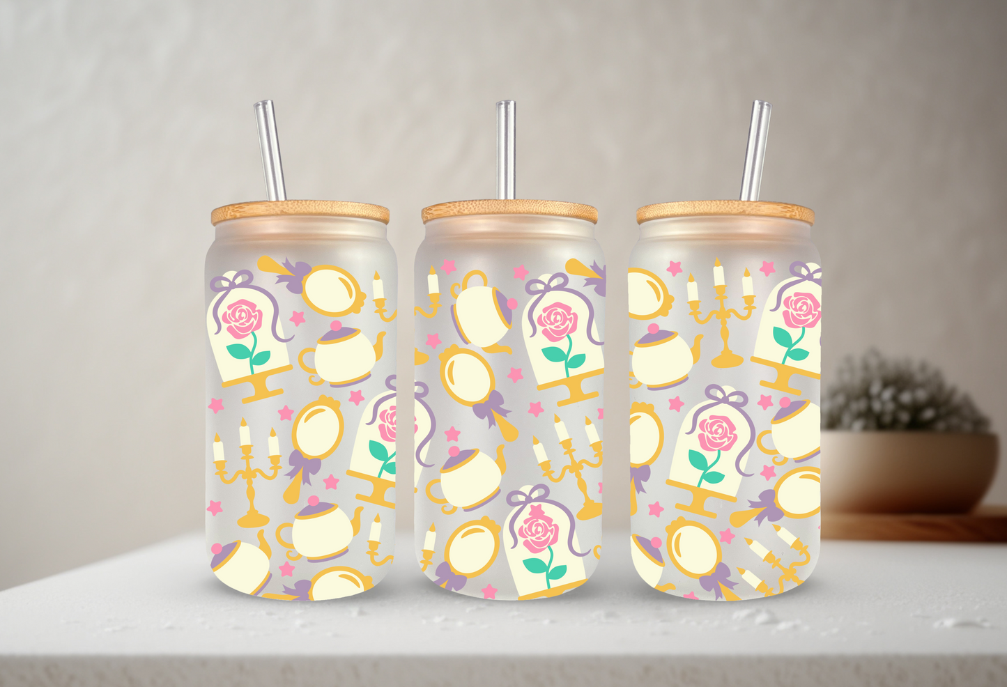 Beauty | UVDTF | 20 oz Libbey Can Glass with Bamboo Lid & Straw